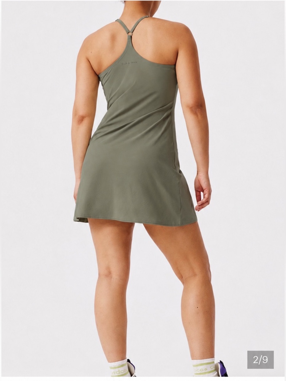 Outdoor Voices Exercise Dress Sz XXL Built-In Shorts and Bra NWOT Olive Green - Picture 2 of 9